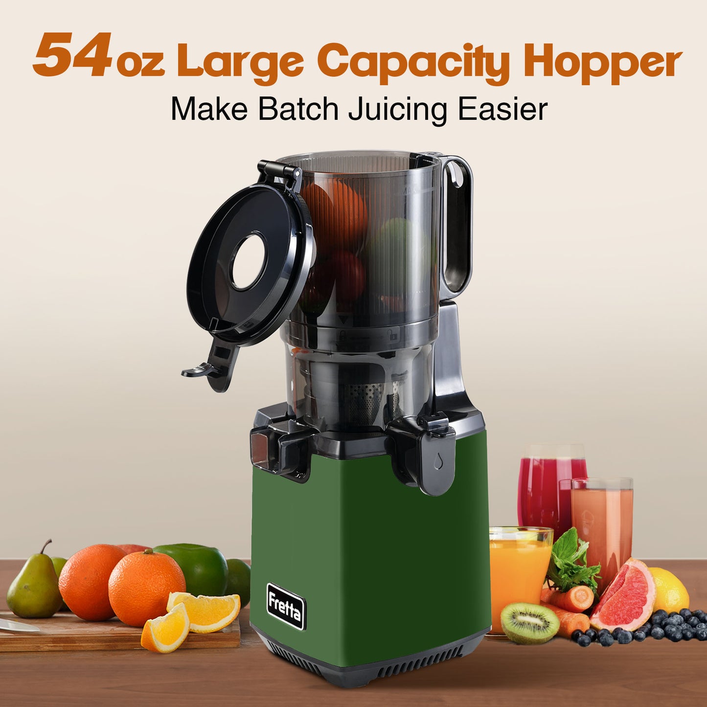 Fretta Cold Press Juicer Machines, Dark Green