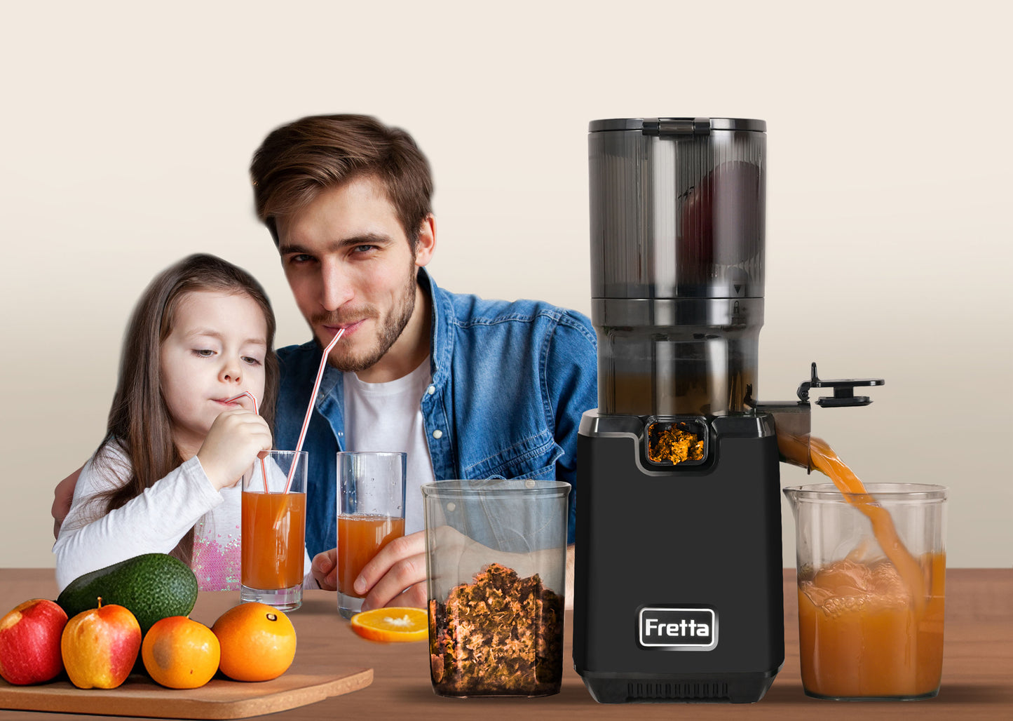 Fretta Cold Press Juicer Machines,Black